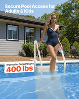 VEVOR 4-Step White Robust Pool Ladder of 2 Handrails for 1219.2-1371.6 mm Pools - Side View