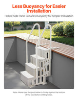 VEVOR 4-Step White Robust Pool Ladder of 2 Handrails for 1219.2-1371.6 mm Pools - Top-Down View