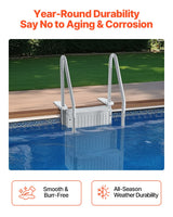 VEVOR 4-Step Grey Robust Pool Ladder of 2 Handrails for 1219.2-1371.6 mm Pools - 45-Degree Angle