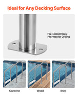 VEVOR Stainless Steel Pool Ladder 3-Step & 2 Handrails for 1219.2-1371.6 mm Pool