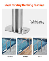 VEVOR Stainless Steel Pool Ladder 3-Step & 2 Handrails for 1219.2-1371.6 mm Pool - Top-Down View
