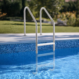 VEVOR Stainless Steel Pool Ladder 3-Step & 2 Handrails for 1219.2-1371.6 mm Pool - Low Angle