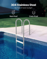 4-Step Stainless Steel Pool Ladder of 2 Handrail for 1371.6 mm Decked Pool