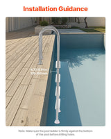 4-Step Stainless Steel Pool Ladder of 2 Handrail for 1371.6 mm Decked Pool