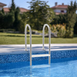 VEVOR 4-Step Stainless Steel Pool Ladder of 2 Handrail for 1371.6 mm Decked Pool - Close-Up Angle
