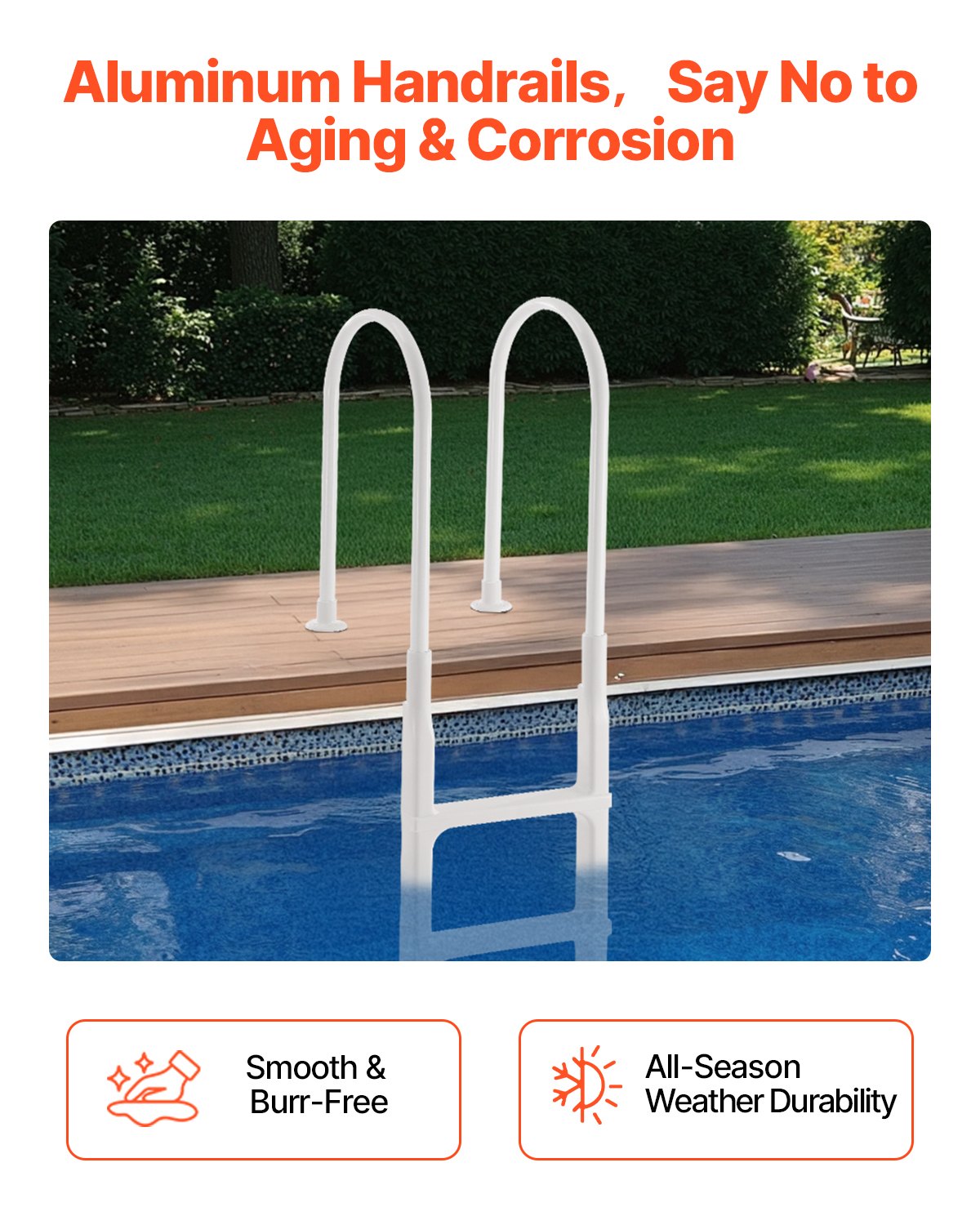 Thickened 4-Step Pool Ladder of Double Handrails for 1219.2-1371.6mm Pool
