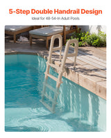 VEVOR 5-Step Inclined Robust Pool Ladder of 2 Handrails for 1219.2-1371.6mm Pool - Front View