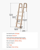 VEVOR 5-Step Inclined Robust Pool Ladder of 2 Handrails for 1219.2-1371.6mm Pool