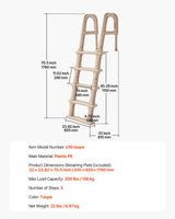 VEVOR 5-Step Inclined Robust Pool Ladder of 2 Handrails for 1219.2-1371.6mm Pool - Close-Up Angle