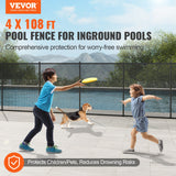 VEVOR Pool Fence 4 x 108 FT Removable Pool Fences for Inground Pools Outdoor - Front View