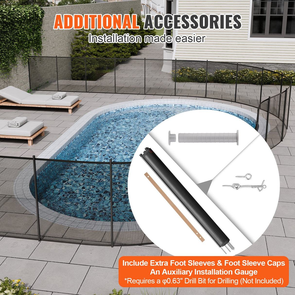 VEVOR Pool Fence, 4 x 12 FT Pool Fences for Inground Pools, Removable Child Safety Pool Fencing, Easy DIY Installation Swimming Pool Fence, 340gms