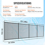 VEVOR Pool Fence, 4 x 12 FT Pool Fences for Inground Pools, Removable Child Safety Pool Fencing, Easy DIY Installation Swimming Pool Fence, 340gms - Rear View