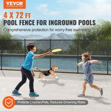VEVOR Pool Fence, 4 x 72 FT Pool Fences for Inground Pools, Removable Child Safety Pool Fencing, Easy DIY Installation Swimming Pool Fence, 340gms
