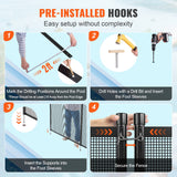 VEVOR Pool Fence, 4 x 72 FT Pool Fences for Inground Pools, Removable Child Safety Pool Fencing, Easy DIY Installation Swimming Pool Fence, 340gms - 45-Degree Angle