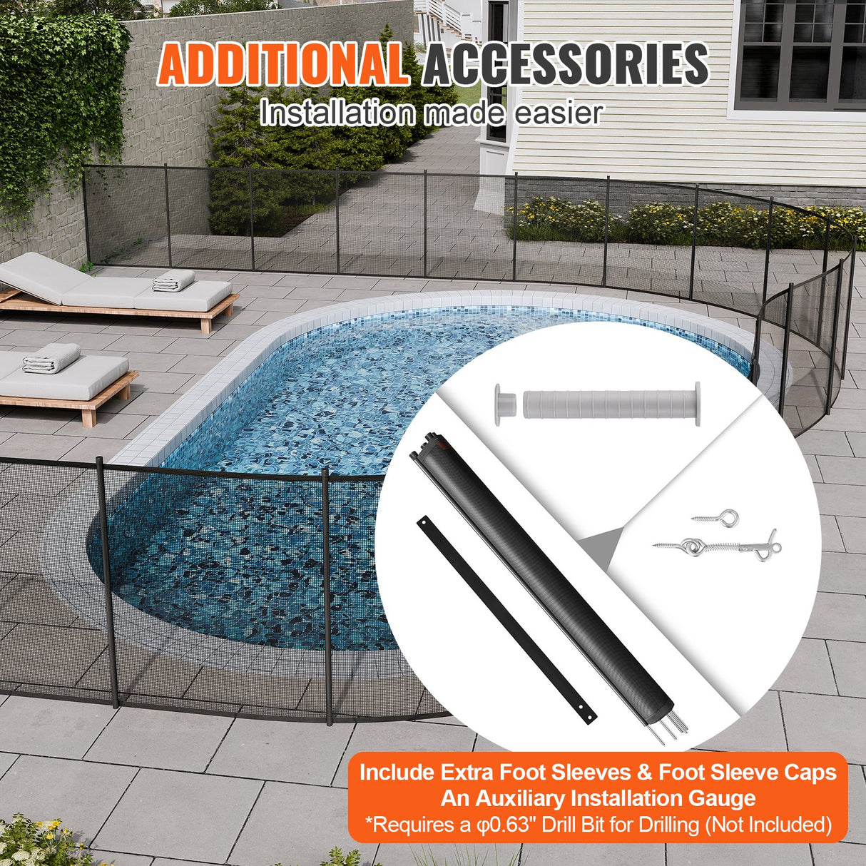 VEVOR Pool Fence, 4 x 72 FT Pool Fences for Inground Pools, Removable Child Safety Pool Fencing, Easy DIY Installation Swimming Pool Fence, 340gms