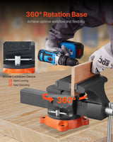 VEVOR 203 mm Bench Vice Multipurpose Heavy Duty Ductile Iron Swivel Locking Base - 45-Degree Angle