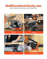 VEVOR 203 mm Bench Vice Multipurpose Heavy Duty Ductile Iron Swivel Locking Base - Rear View
