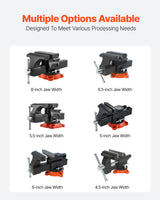 VEVOR 203 mm Bench Vice Multipurpose Heavy Duty Ductile Iron Swivel Locking Base - Close-Up Angle