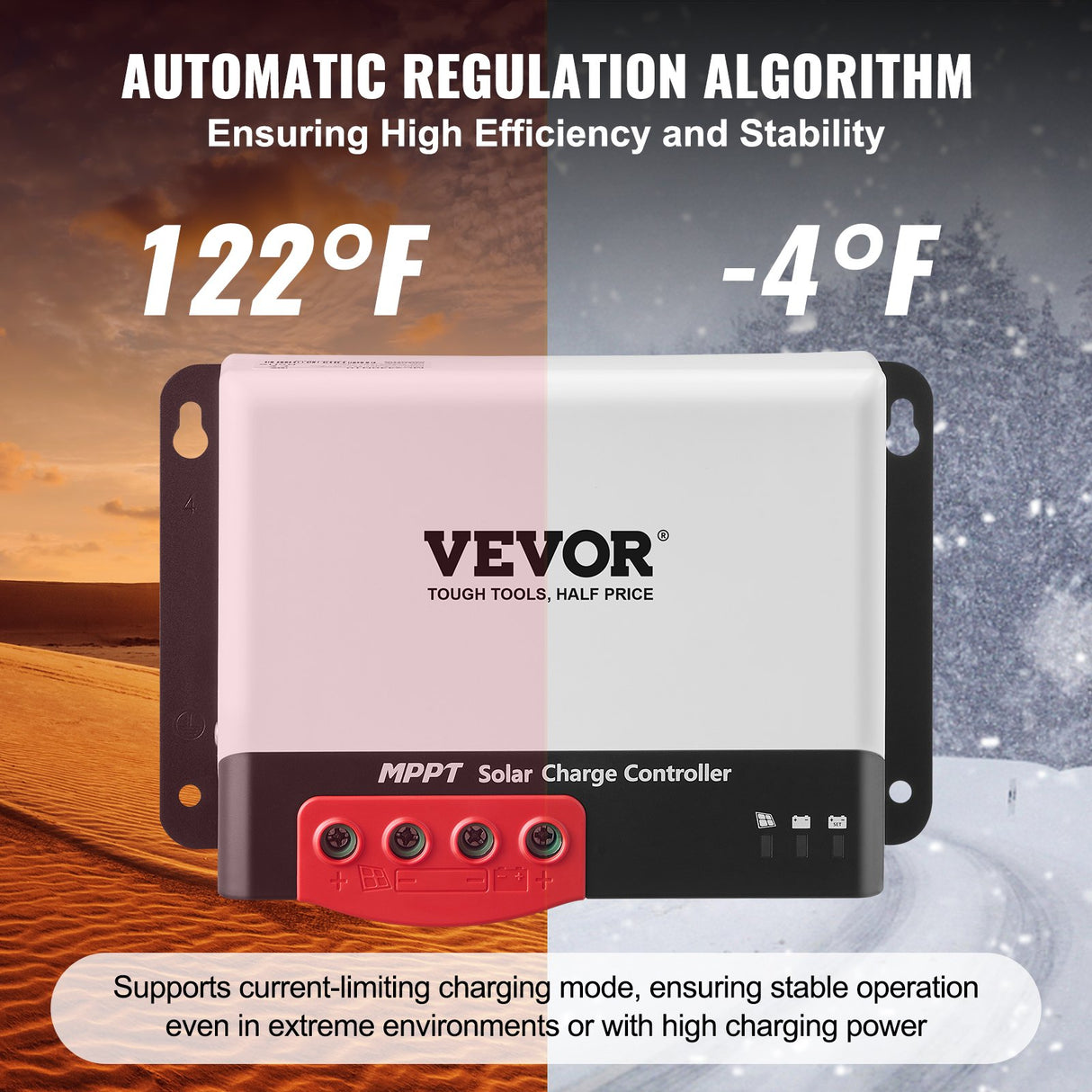 VEVOR 50A MPPT Solar Charge Controller, Auto DC Input, Solar Panel Regulator Charger with Bluetooth Module, 98% Charging Efficiency for Sealed(AGM), Gel, Flooded and Lithium Battery Charging