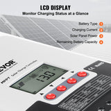 VEVOR 20A MPPT Solar Charge Controller, Auto DC Input, Solar Panel Regulator Charger with LCD Display Temperature Sensor Cable, for Sealed(AGM), Gel, Flooded and Lithium Battery Charging - Top-Down View