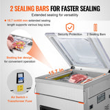 DZ-400/2E Automatic Extra Deep Vacuum Sealer Food Vacuum Sealing Packing Machine 220V - Top-Down View