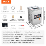 DZ-400/2E Automatic Extra Deep Vacuum Sealer Food Vacuum Sealing Packing Machine 220V - Close-Up Angle