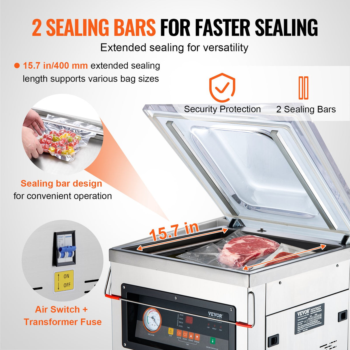 DZ-400/2F Automatic Vacuum Sealer Food Vacuum Sealing Packing Machine 220V