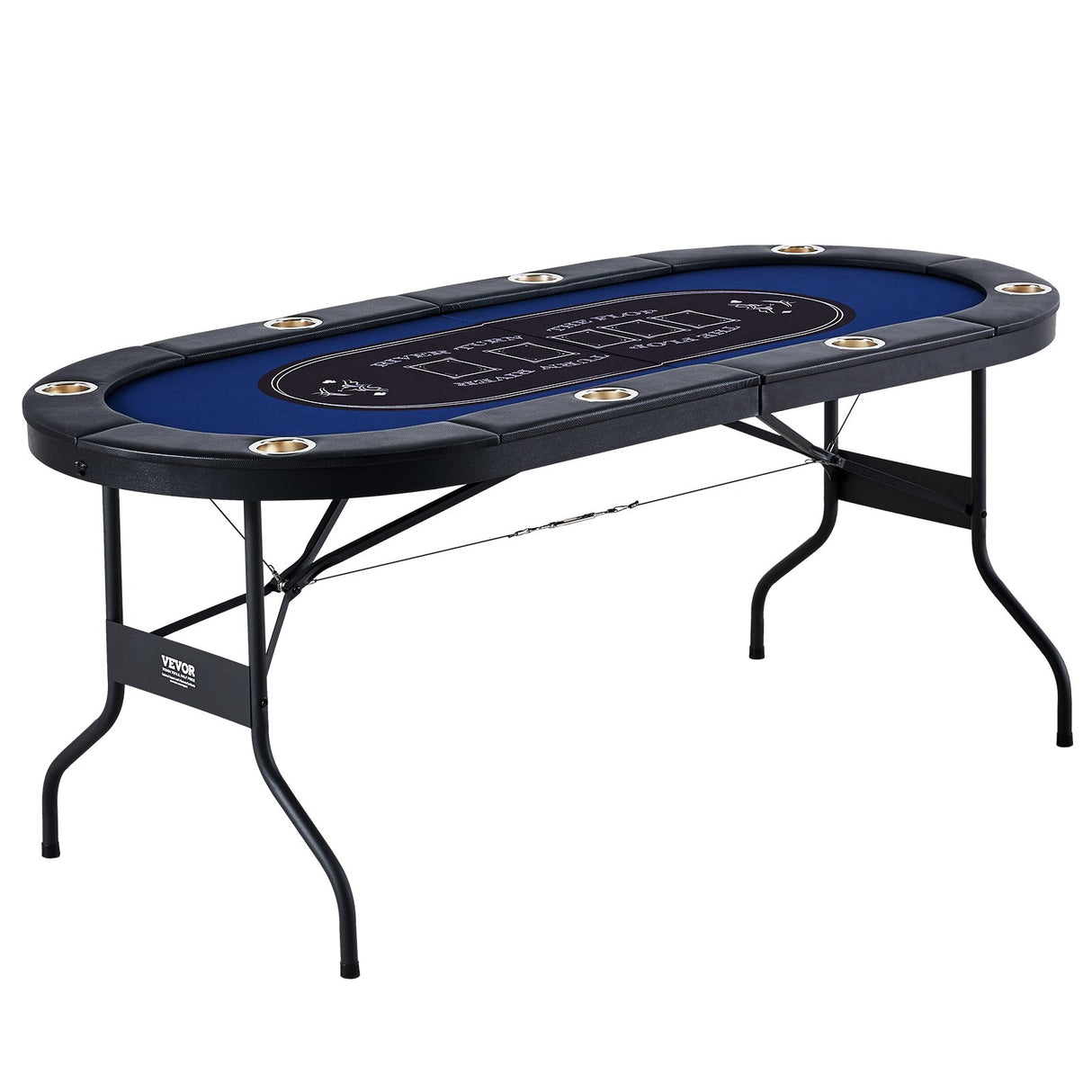 VEVOR 8 Player Foldable Poker Table, Blackjack Texas Holdem Poker Table with Padded Rails and Stainless Steel Cup Holders, Portable Folding Card Board