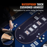 VEVOR 8 Player Foldable Poker Table, Blackjack Texas Holdem Poker Table with Padded Rails and Stainless Steel Cup Holders, Portable Folding Card Board Game Table,183cm Oval Casino Leisure Table, Blue - Top-Down View
