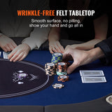 VEVOR 8 Player Foldable Poker Table, Blackjack Texas Holdem Poker Table with Padded Rails and Stainless Steel Cup Holders, Portable Folding Card Board