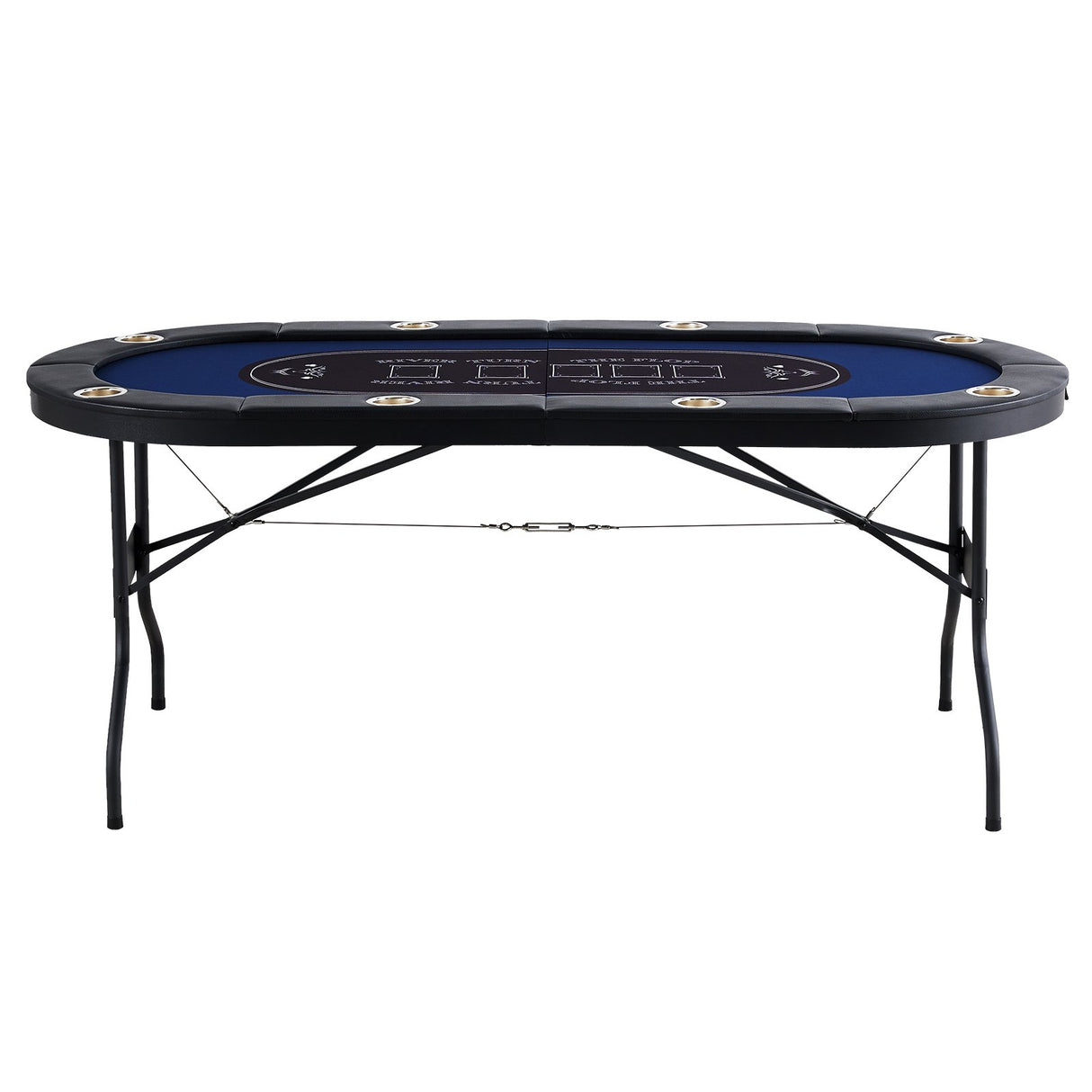 VEVOR 8 Player Foldable Poker Table, Blackjack Texas Holdem Poker Table with Padded Rails and Stainless Steel Cup Holders, Portable Folding Card Board