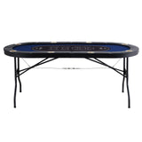 VEVOR 8 Player Foldable Poker Table, Blackjack Texas Holdem Poker Table with Padded Rails and Stainless Steel Cup Holders, Portable Folding Card Board
