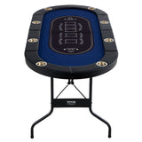 VEVOR 8 Player Foldable Poker Table, Blackjack Texas Holdem Poker Table with Padded Rails and Stainless Steel Cup Holders, Portable Folding Card Board Game Table,183cm Oval Casino Leisure Table, Blue - Extra Image