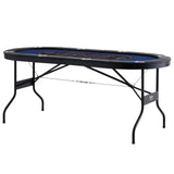 VEVOR 8 Player Foldable Poker Table, Blackjack Texas Holdem Poker Table with Padded Rails and Stainless Steel Cup Holders, Portable Folding Card Board