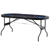 VEVOR 8 Player Foldable Poker Table, Blackjack Texas Holdem Poker Table with Padded Rails and Stainless Steel Cup Holders, Portable Folding Card Board Game Table,183cm Oval Casino Leisure Table, Blue - Extra Image