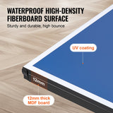 VEVOR Ping Pong Table Foldable Table Tennis Game Table Indoor with Clamp Net - Side View