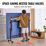 VEVOR Ping Pong Table Foldable Table Tennis Game Table Indoor with Clamp Net - 45-Degree Angle