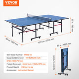 VEVOR Ping Pong Table Foldable Table Tennis Game Table Indoor with Clamp Net - Close-Up Angle