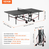VEVOR Ping Pong Table Foldable Table Tennis Game Table Indoor Outdoor with Net - Close-Up Angle
