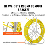 VEVOR Fish Tape Fiberglass, 150 m, 7.9 mm, Duct Rodder Fishtape Wire Puller, Cable Running Rod with Steel Reel Stand, 3 Pulling Heads, Fishing Tools for Walls and Electrical Conduit, Non-Conductive - Top-Down View