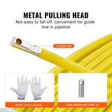 VEVOR Fish Tape Fiberglass, 150 m, 7.9 mm, Duct Rodder Fishtape Wire Puller, Cable Running Rod with Steel Reel Stand, 3 Pulling Heads, Fishing Tools for Walls and Electrical Conduit, Non-Conductive - Rear View