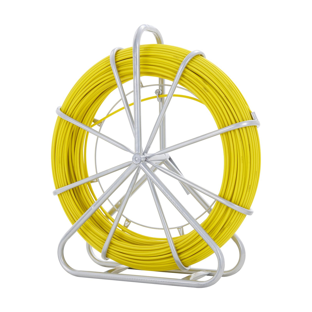 VEVOR Fish Tape Fiberglass, 150 m, 7.9 mm, Duct Rodder Fishtape Wire Puller, Cable Running Rod with Steel Reel Stand, 3 Pulling Heads, Fishing Tools for Walls and Electrical Conduit, Non-Conductive