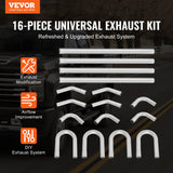 VEVOR DIY Universal Exhaust Kit 16 Pieces Exhaust Pipe Kit with Slip-Fit Joint - Front View