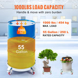 VEVOR 2PCS 250 L Heavy Duty Drum Dolly, 454 kg Load Capacity, Barrel Dolly Cart Drum Caddy, Non Tipping Hand Truck Capacity Dollies with Steel Frame 4 Swivel Casters Wheel, for Drum Handling