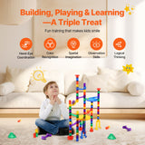 VEVOR Marble Run Set 110 PCS Building STEM Toy Educational Blocks Gift for Kids - Top-Down View