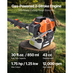 Gas Pole Saw, 43CC 2 Stroke Gas Powered Pole Saws with 25.4 cm Cutting Bar, Cordless Tree Trimmer with Rotatable Head, 2.1 to 3.6 m Extendable, Powerful Chainsaw for Tree Trimming Pruning