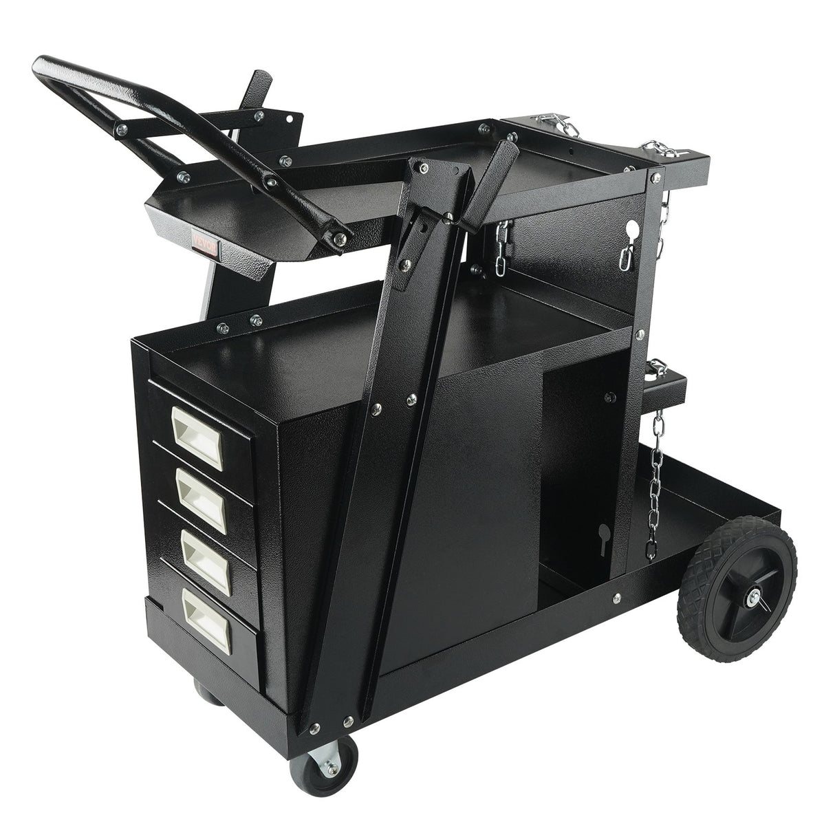 VEVOR Welding Cart, 2-Tier 4 Drawers Welder Cart with 265 LBS Weight Capacity, Swivel Wheels, Tank Storage Safety Chains, Heavy Duty Rolling MIG