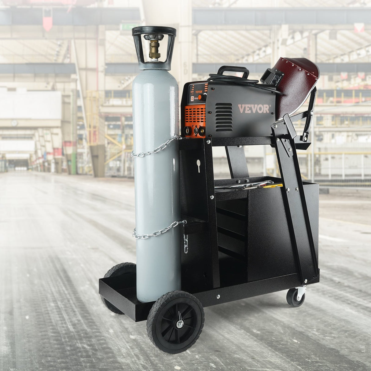 VEVOR Welding Cart, 2-Tier 4 Drawers Welder Cart with 265 LBS Weight Capacity, Swivel Wheels, Tank Storage Safety Chains, Heavy Duty Rolling MIG
