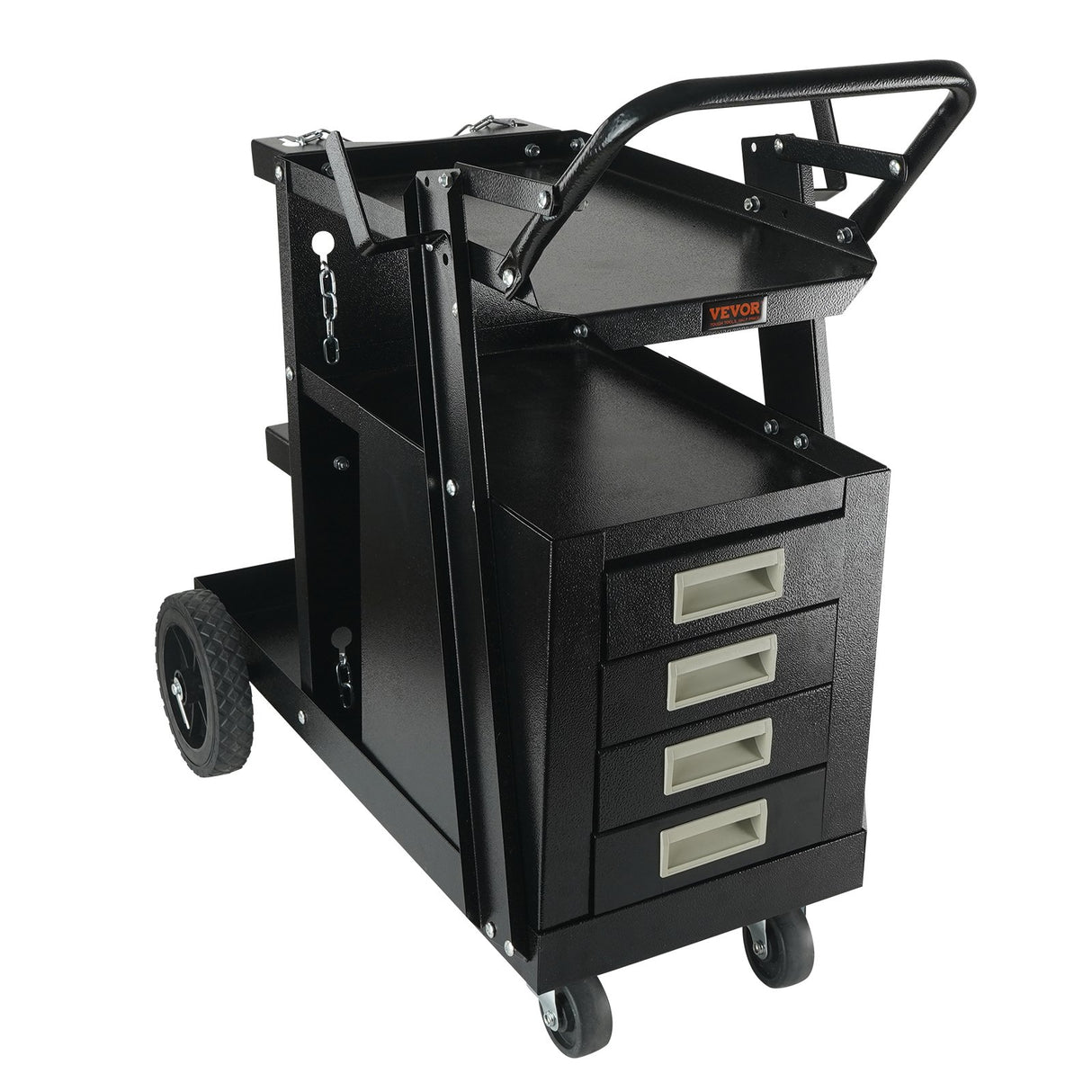 VEVOR Welding Cart, 2-Tier 4 Drawers Welder Cart with 265 LBS Weight Capacity, Swivel Wheels, Tank Storage Safety Chains, Heavy Duty Rolling MIG