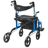 VEVOR 2 in 1 Rollator Walker & Transport Chair for Seniors, Folding Rolling Walker Wheelchair Combo & Footrests, Lightweight Aluminum Mobility Walker with Adjustable Handle, All Terrain Wheels, 136KG